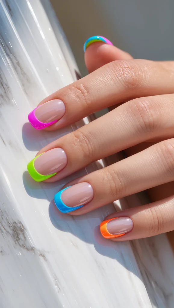 Milky Nude Nails with Summer French Tips