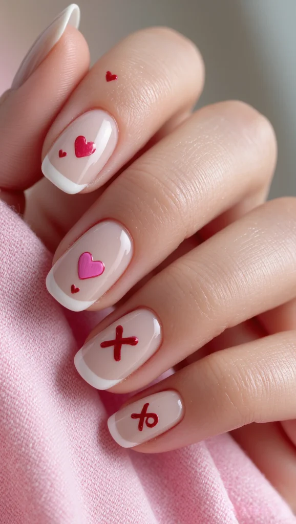22 Valentine Heart Nail Designs: Cute & Romantic Ideas 18 Milky Nude Nails with Minimal Love Symbols