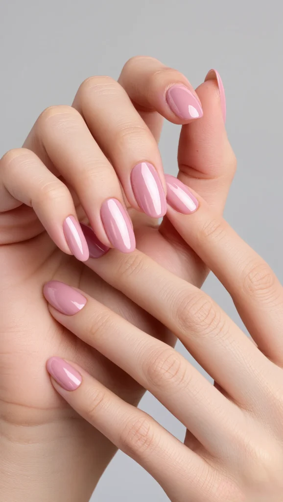 Milky Pink Nails with Glossy Finish