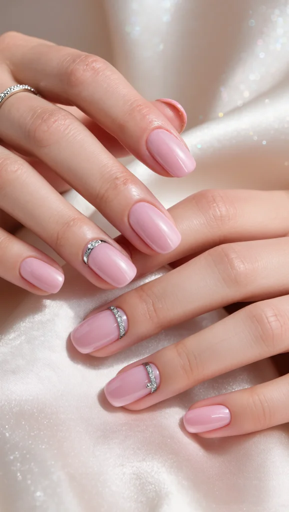 Milky Pink Nails with Minimal Design