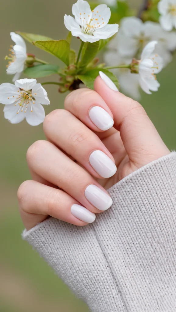 Milky White Nails with Spring Vibes