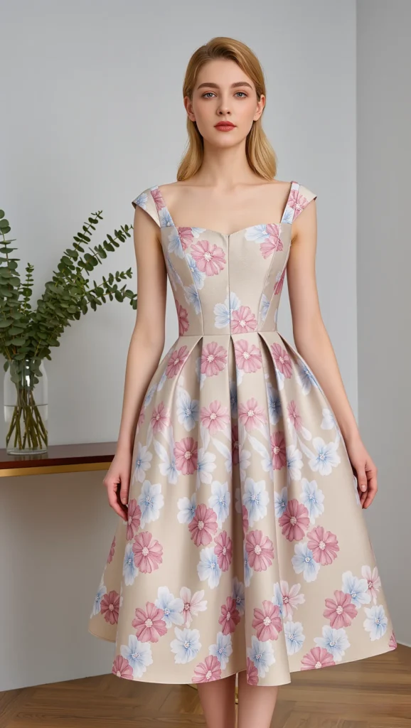 22 Floral Spring Outfit Ideas for 2026: Romantic & Chic 21 Minimal Floral Dress with Clean Silhouette