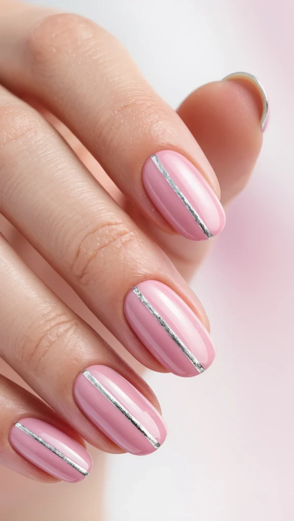 Minimal Pink Nails with Fine Line Design