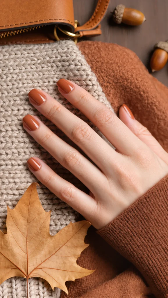 Muted Rust Nails with Clean Design