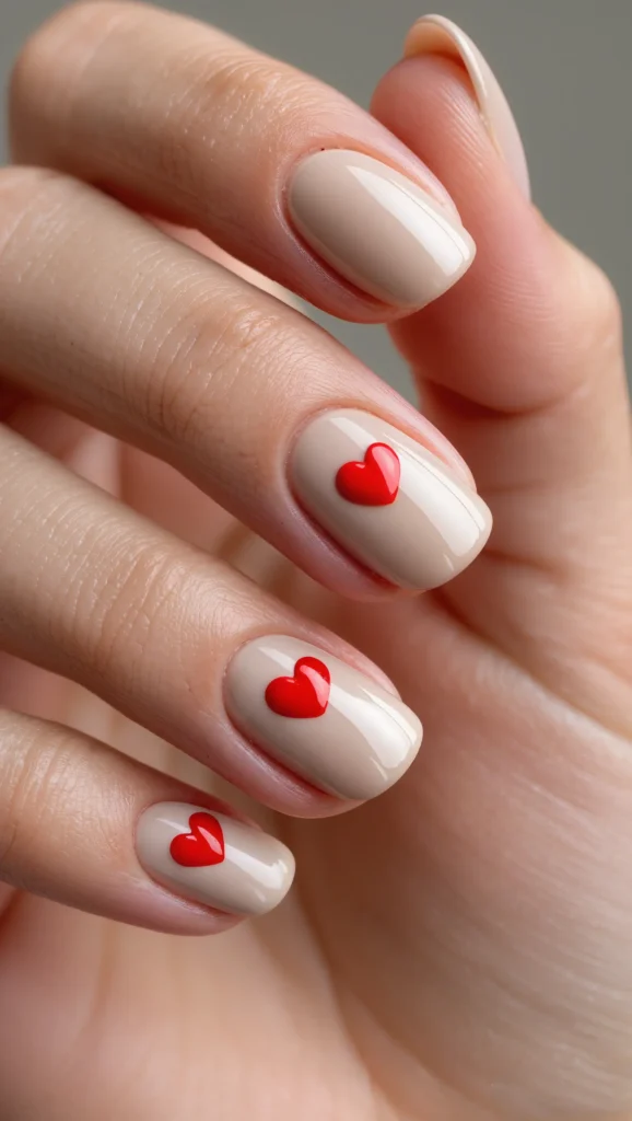 22 Valentine Heart Nail Designs: Cute & Romantic Ideas 11 Neutral Nails with Cuticle Heart Accents
