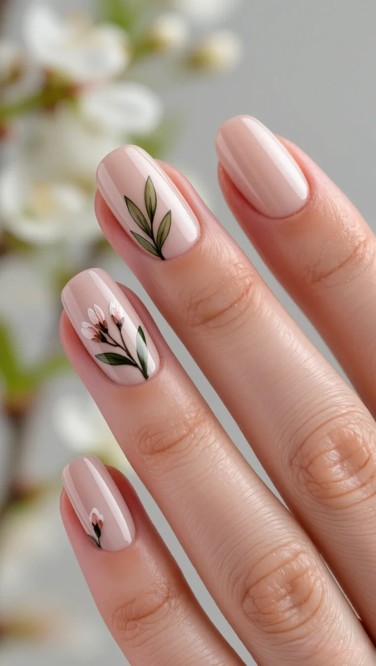 21 Spring Nail Ideas for 2026 You’ll Want to Save 7 Neutral Nails with Fine Line Floral Art