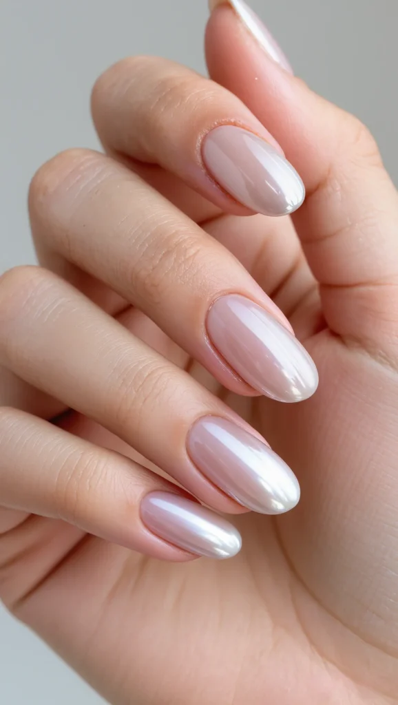 Neutral Nails with Subtle Chrome Detail