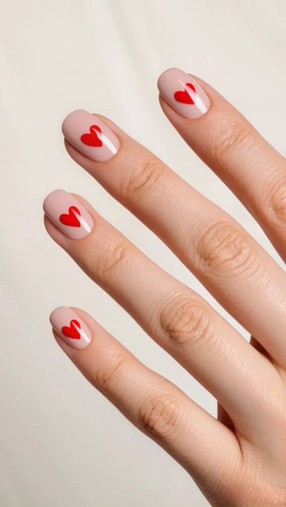 22 Valentine Heart Nail Designs: Cute & Romantic Ideas 14 Minimal Valentine Nails with Outline Hearts