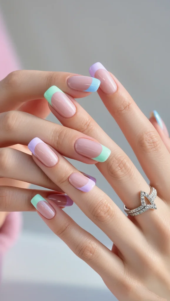 Pastel French Tip Nails