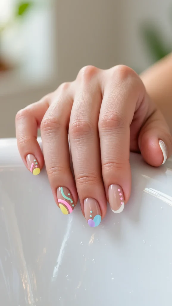 Pastel Rainbow Nails with Minimal Style