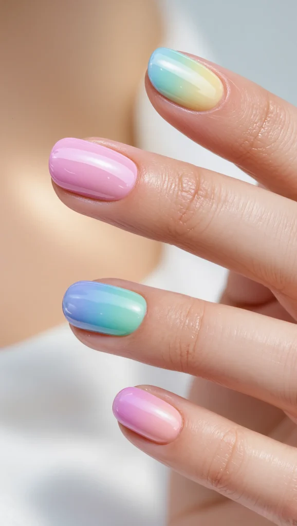 Pastel Rainbow Nails with Y2K Feel