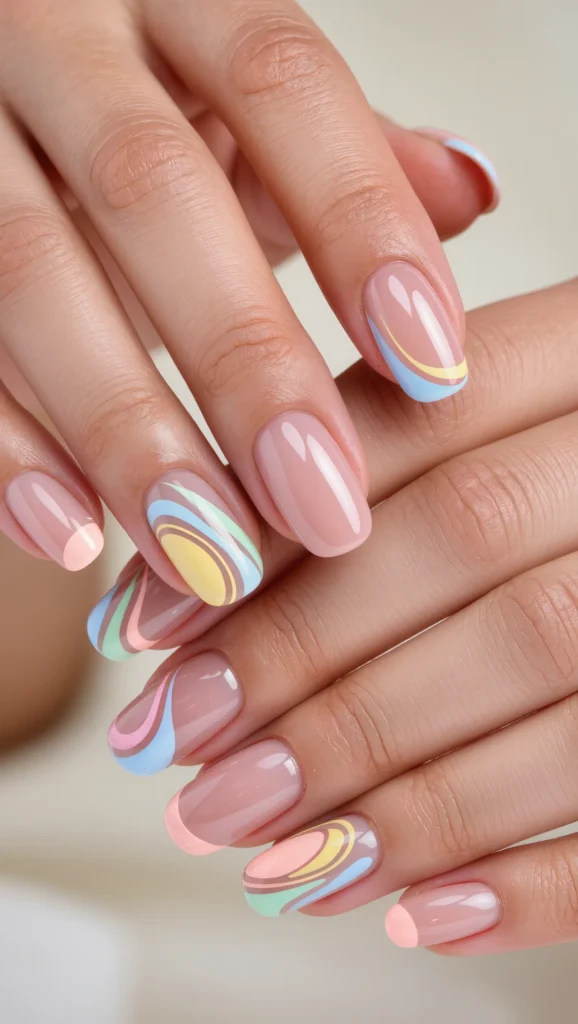 Pastel Swirls on Nude