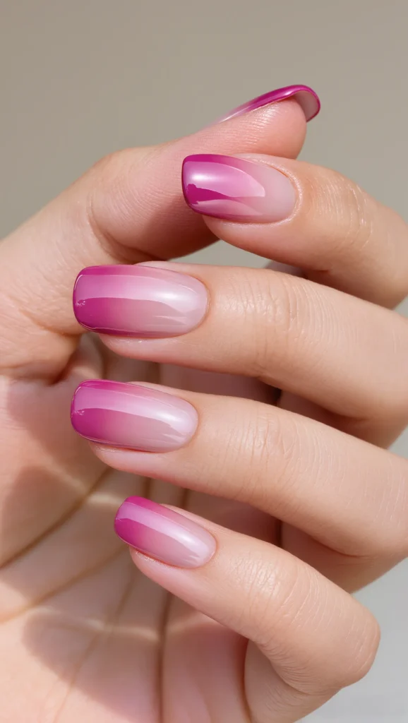 Pink Ombre Valentine Nails