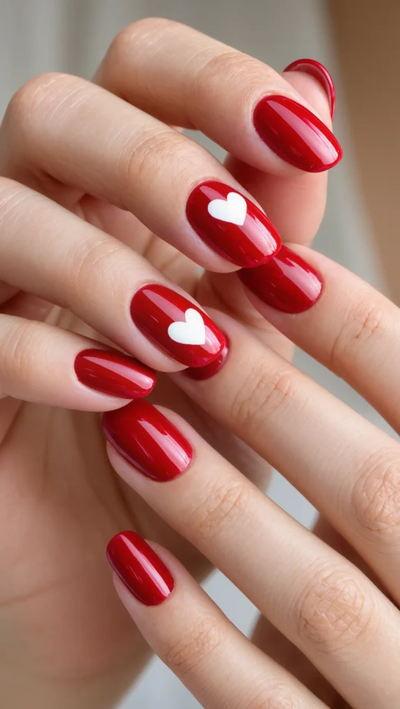 21 Red Nails for Valentine’s Day 2026 You’ll Fall in Love With 12 Red Almond Nails with Subtle Love Accents