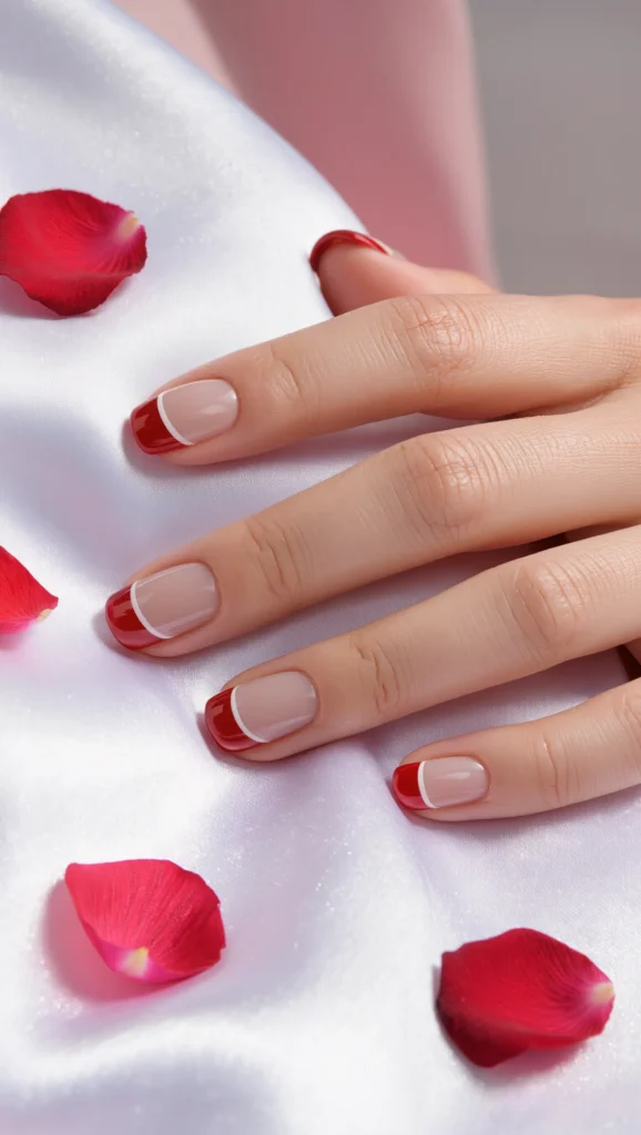 21 Red Nails for Valentine’s Day 2026 You’ll Fall in Love With 10 Sheer Nude Nails with Red French Tips