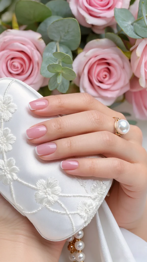 Sheer Pink Nails with Minimal Pearl Accents