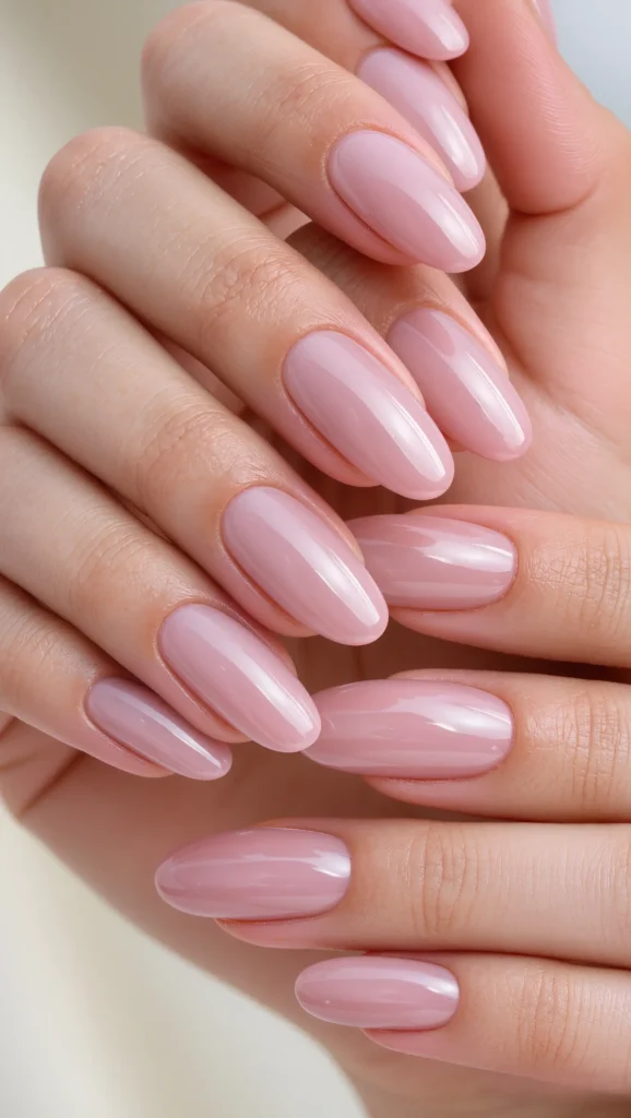 Soft Blush Pink Almond Nails