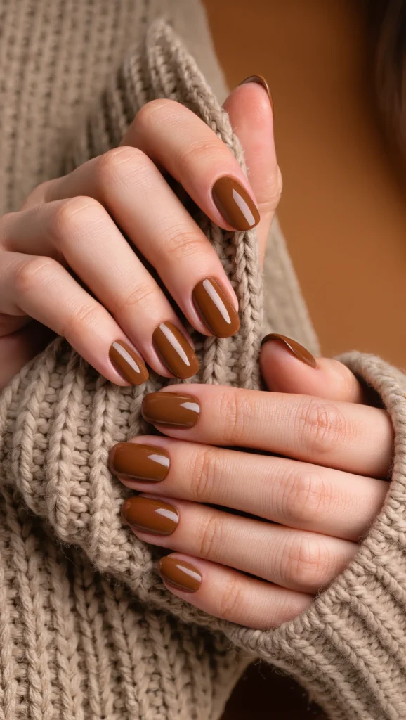 Soft Caramel Nails with Polished Finish