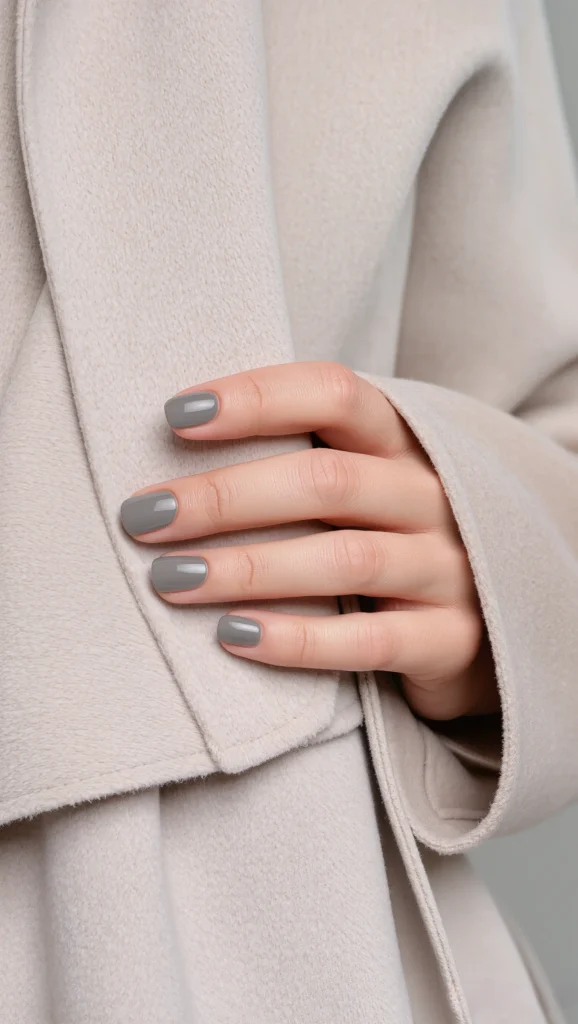 Soft Gray Nails with Autumn Elegance