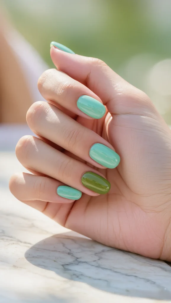 Soft Green Nails with Fresh Summer Feel