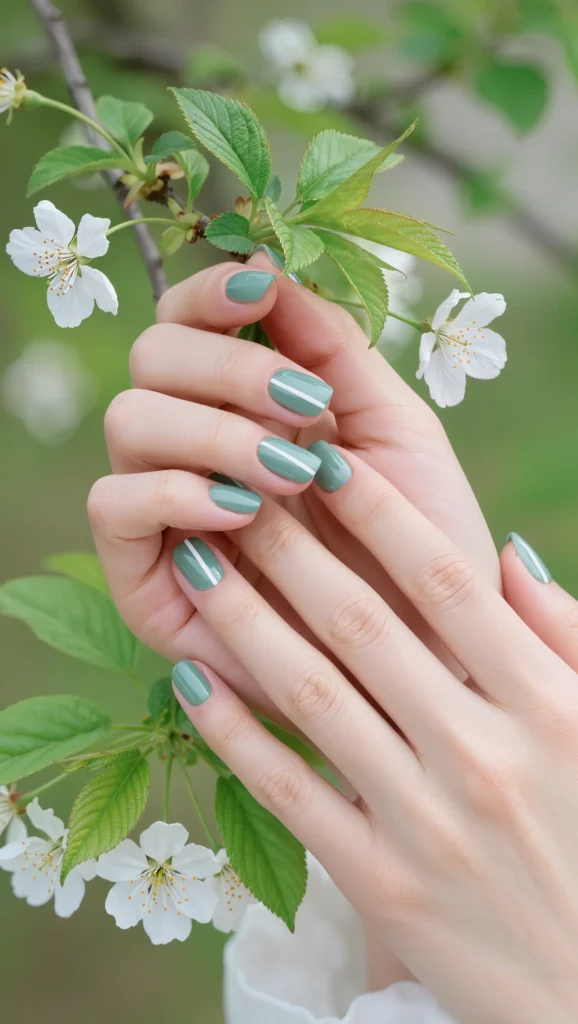 Soft Green Nails with Minimal Details