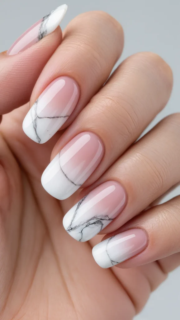 Soft Ombre Marble Nails