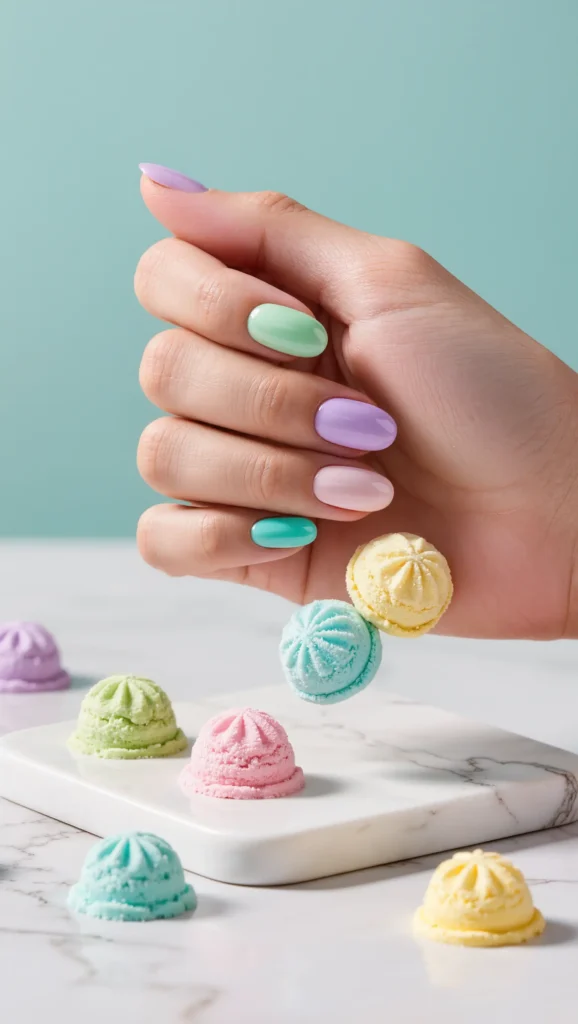 Soft Pastel Nails with Glossy Finish