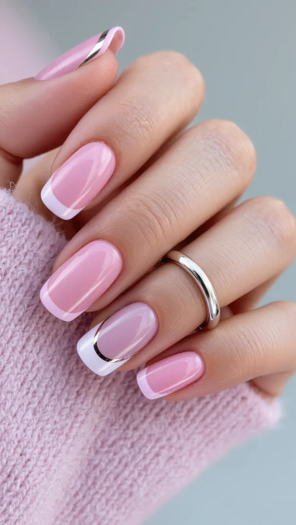 Soft Pastel Pink Nails with Modern Touch