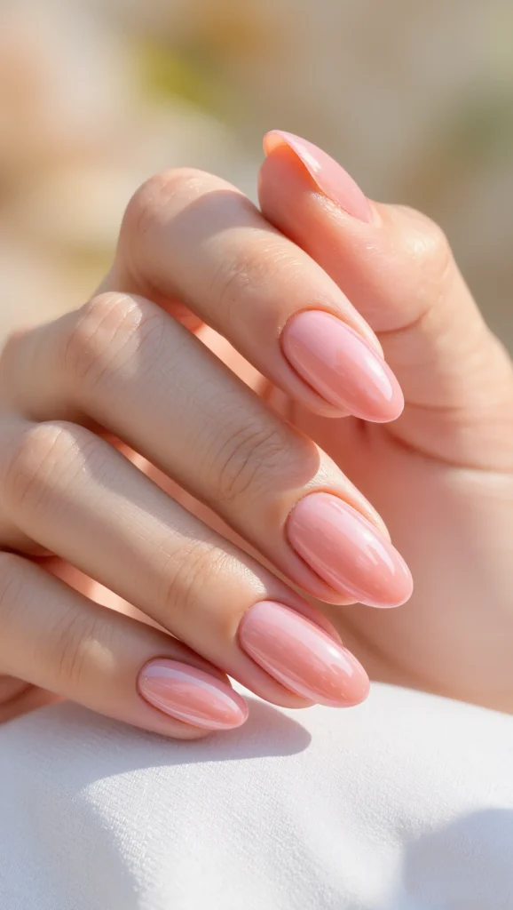 Soft Peach Nails with Elegant Finish