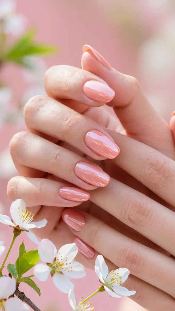 Soft Peach Nails with Feminine Finish