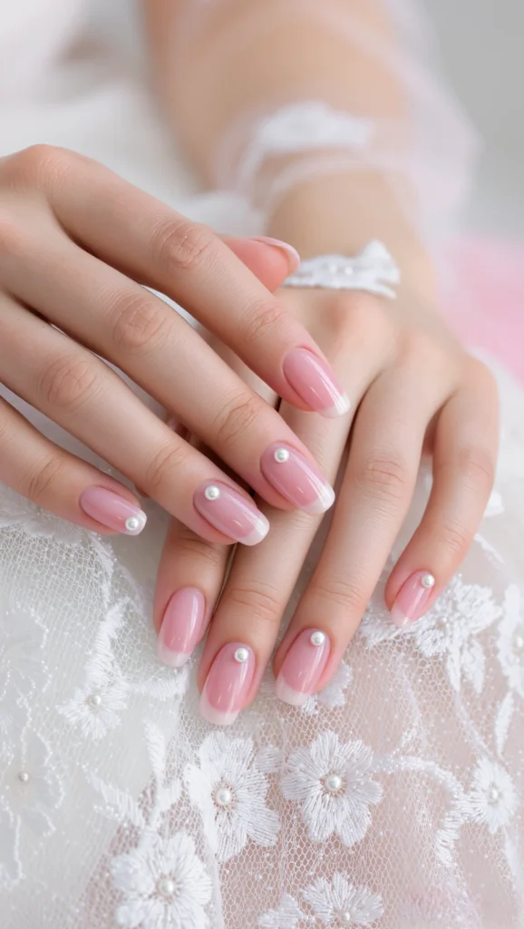 Soft Pink Nails with Minimal Pearl Accents