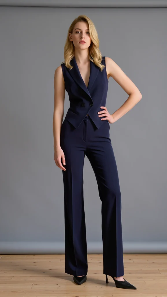 22 Spring Street Style Outfits 2026: Trendy & Wearable Looks 17 Structured Vest + Wide-Leg Pants