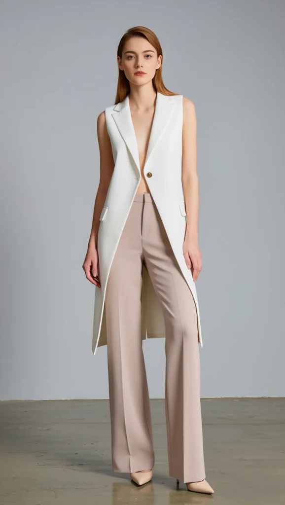 23 Chic Minimal Spring Outfits for 2026: The Beauty of Less 10 Tailored Vest + Wide-Leg Pants