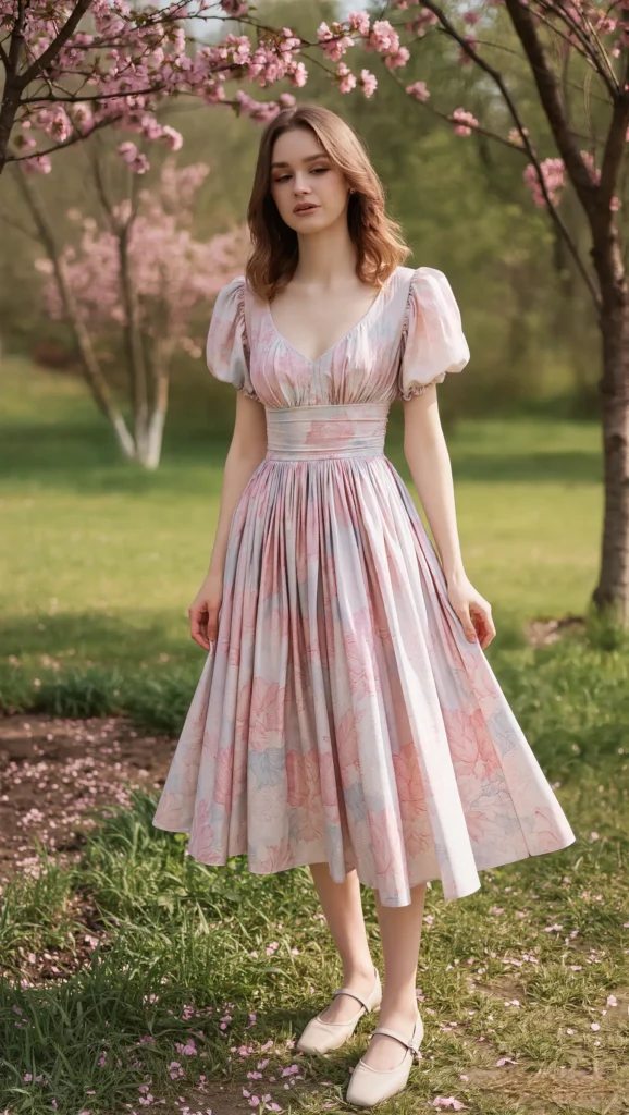 22 Floral Spring Outfit Ideas for 2026: Romantic & Chic 17 Vintage-Inspired Floral Dress with Flats