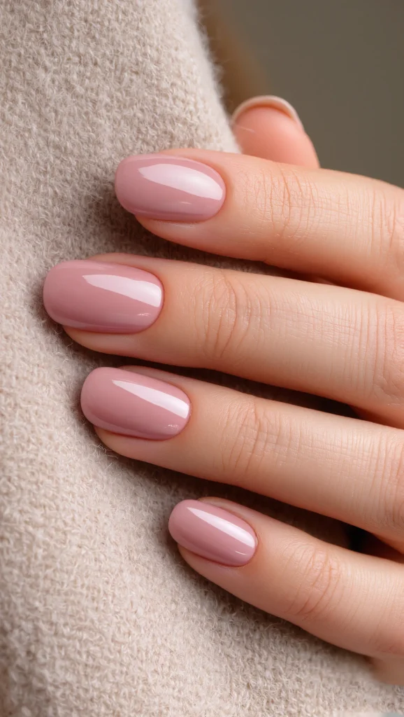 Warm Nude Nails with Seasonal Touch