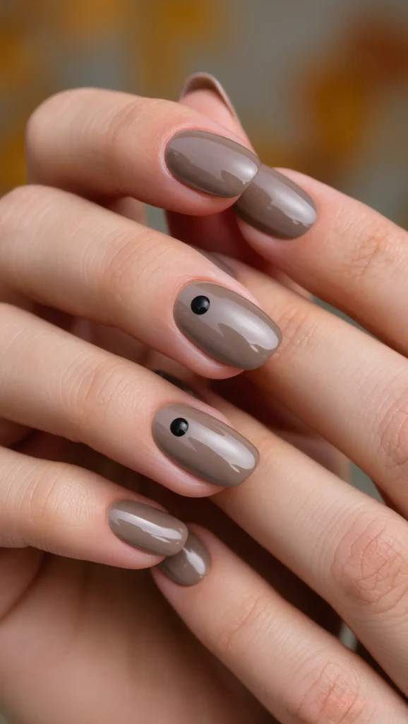 Warm Taupe Nails with Minimal Design