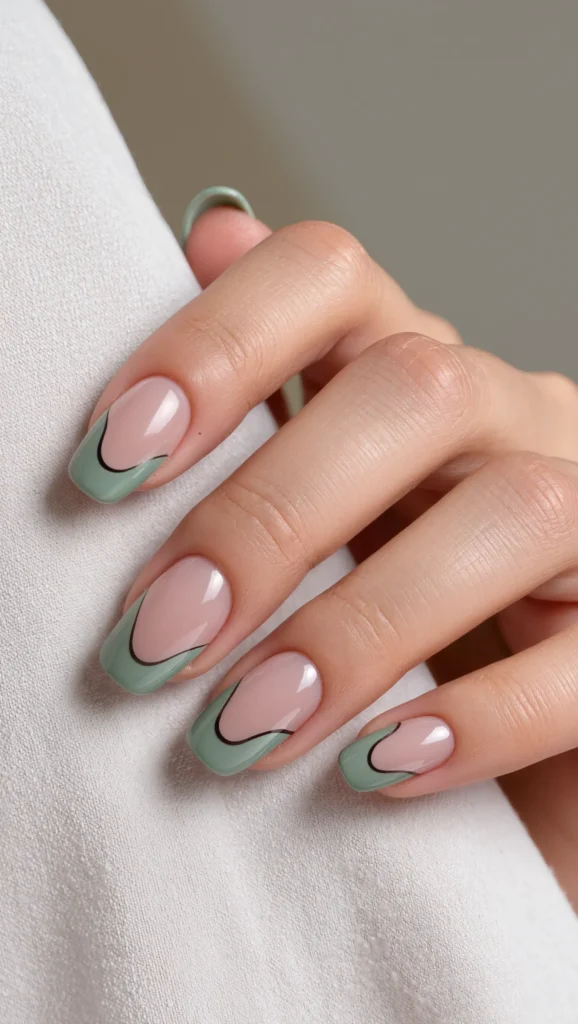 Wavy Sage Green Tips