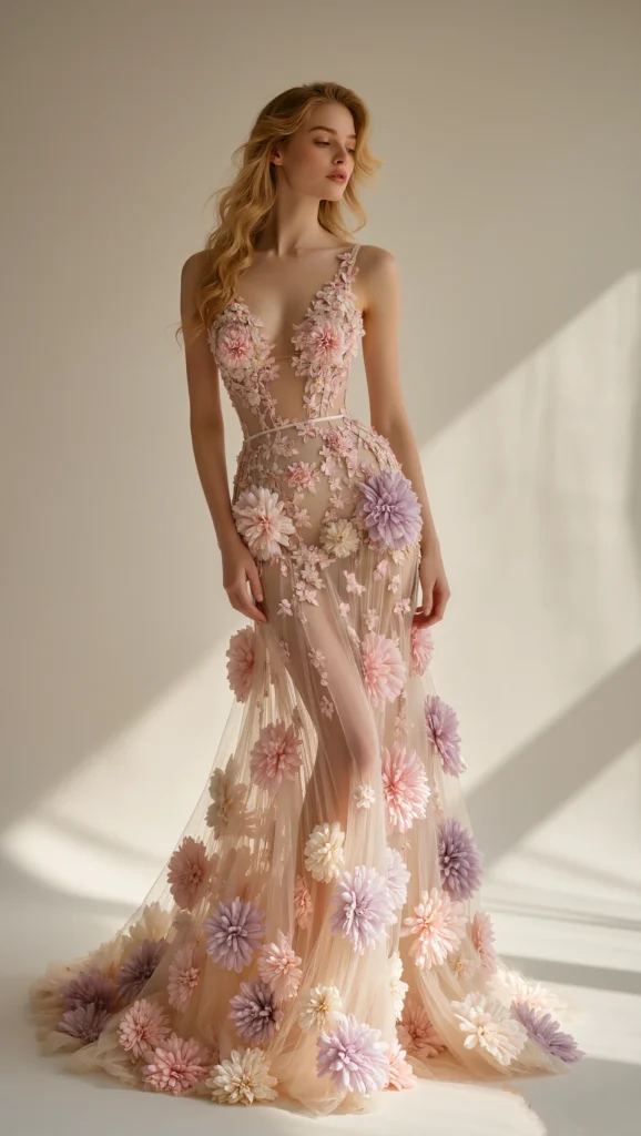 23 Flowy & Feminine Maxi Dress Looks for Spring 2026 8 3D Floral Tulle