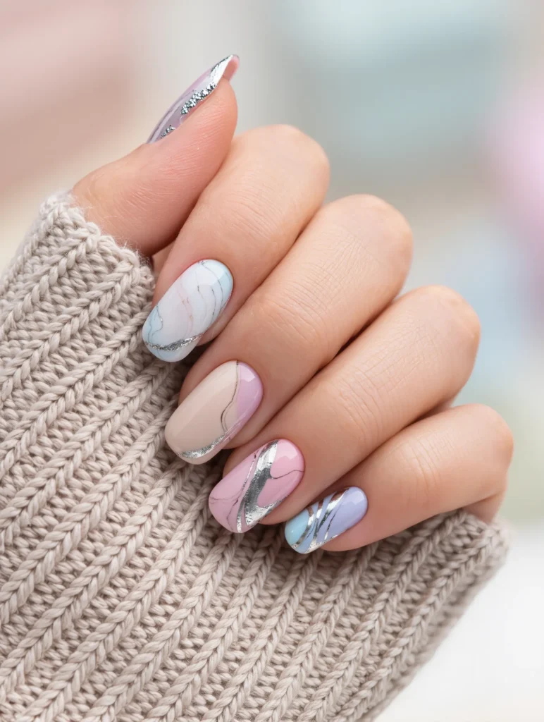 Chrome Marble Nails