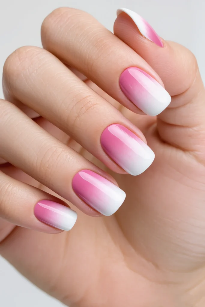 Classic Pink to White Ombre