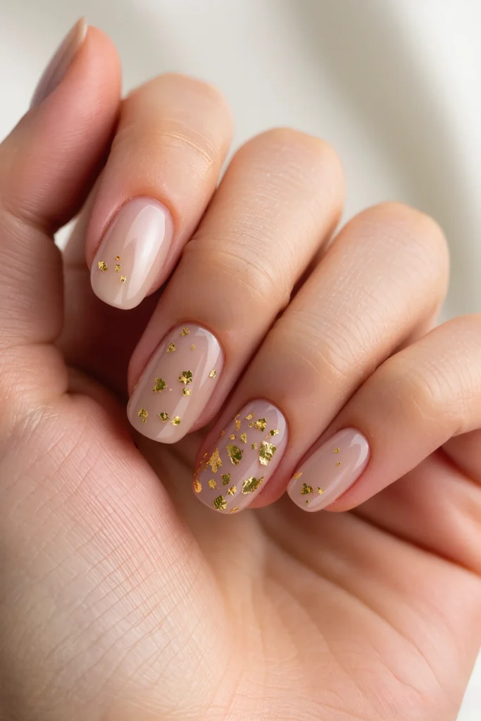 27 Gel Nail Ideas That Are Glossy, Gorgeous & Totally Trend-Ready 11 Gold Foil Detailing