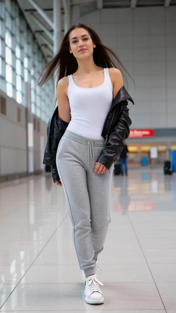 22 Aesthetic Airport Outfits You Need to Copy for Spring 2026 8 Leather Jacket Layering
