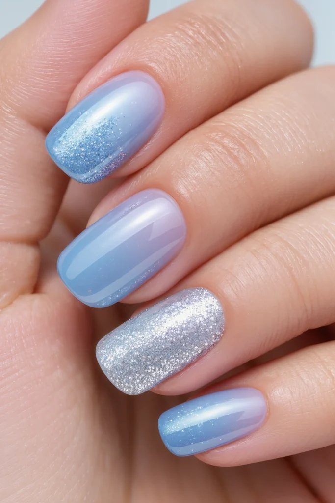 Ice Blue Glitter Ombre
