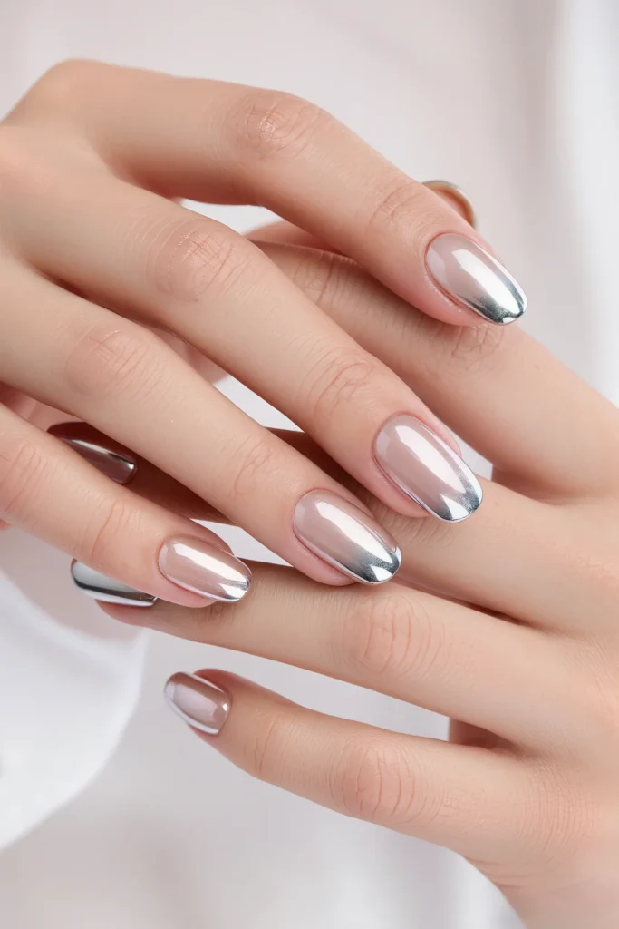 Nude Chrome Nails