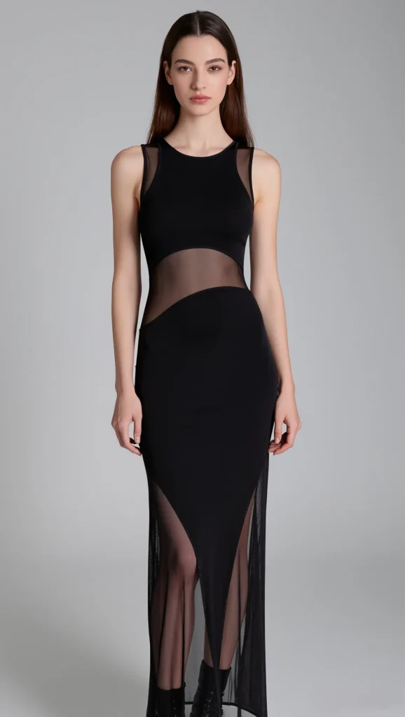 23 Flowy & Feminine Maxi Dress Looks for Spring 2026 15 Sheer Panel Black