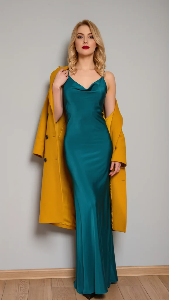 23 Flowy & Feminine Maxi Dress Looks for Spring 2026 12 Teal & Ochre