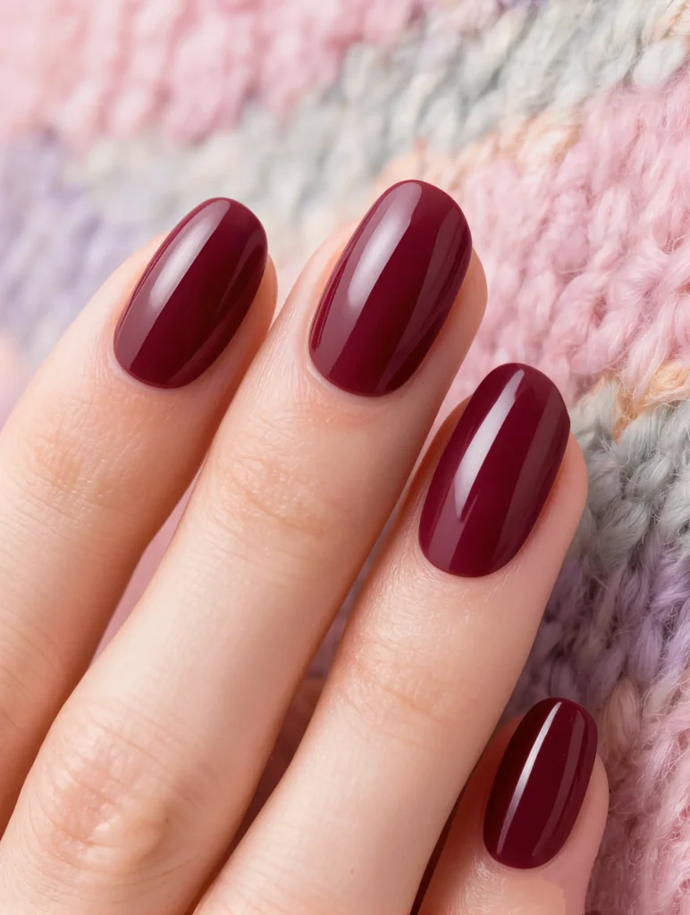 Burgundy Shine Almond Nail