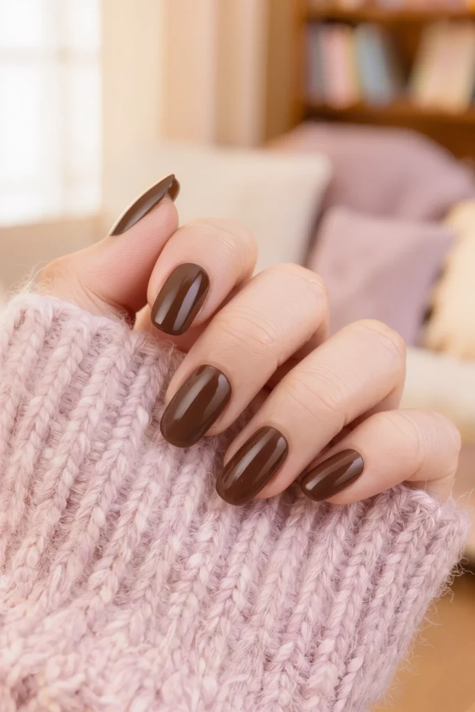 Chocolate Brown Almond Nail