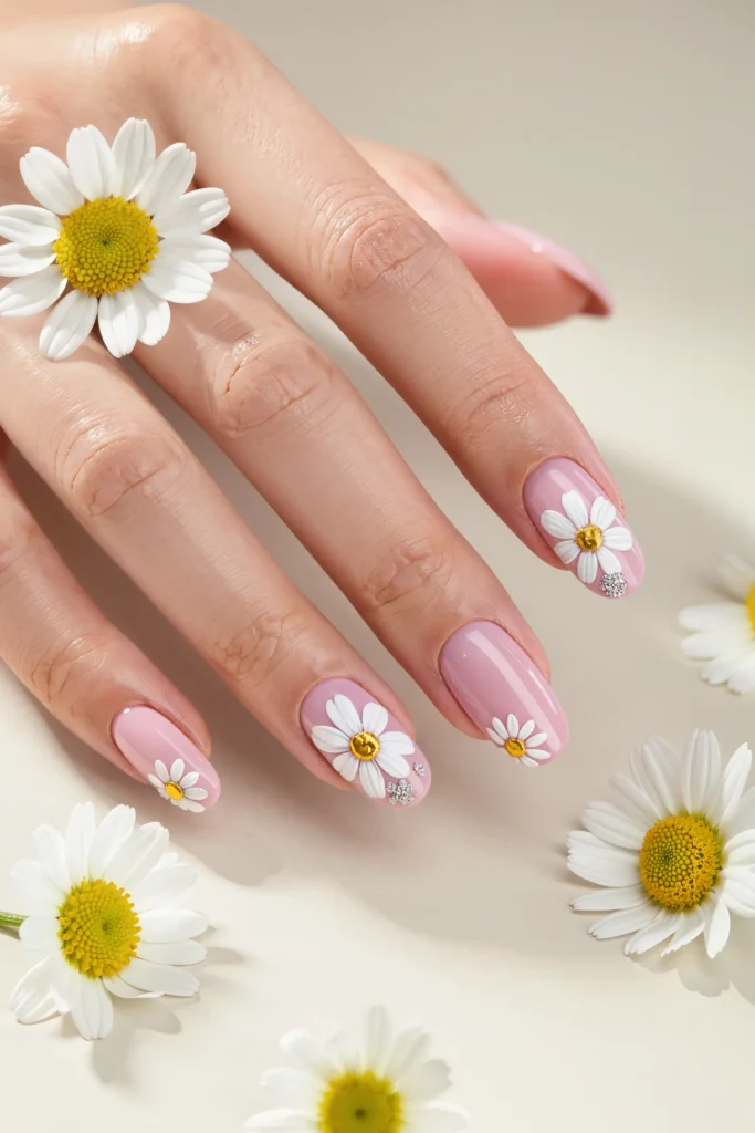 Daisy Floral Nail