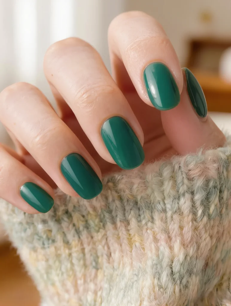 Emerald Green Almond Nail